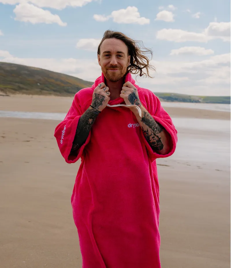 Dryrobe Organic Poncho Towel Robe 2026 Hot Pink-3