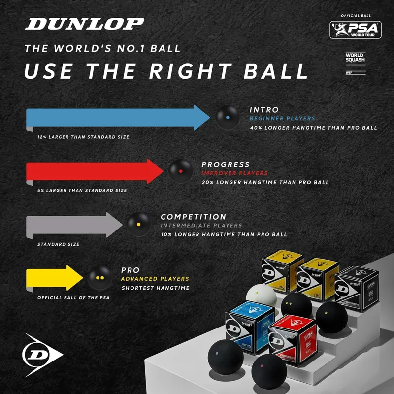 Dunlop Pro Squash Balls 3 Ball Tube-4