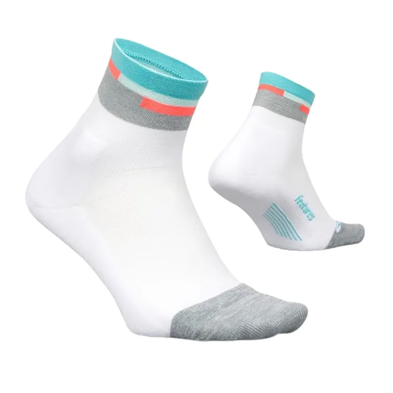 Feetures Elite Light Cushion Quarter Socks Aquatic White-1