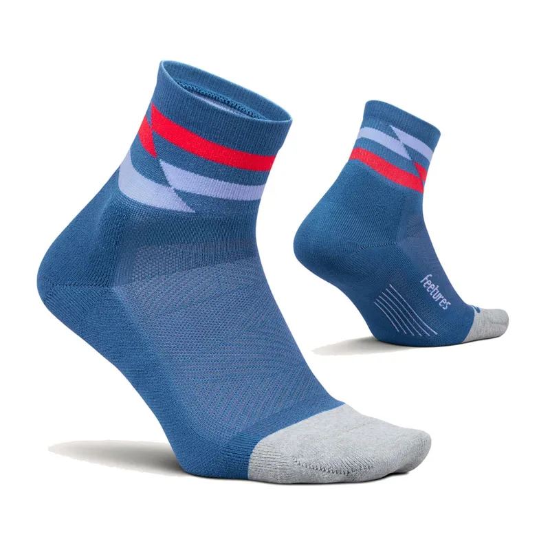 Feetures Elite Light Cushion Quarter Socks Blue Track-1
