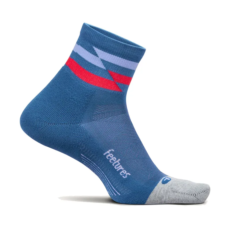 Feetures Elite Light Cushion Quarter Socks Blue Track