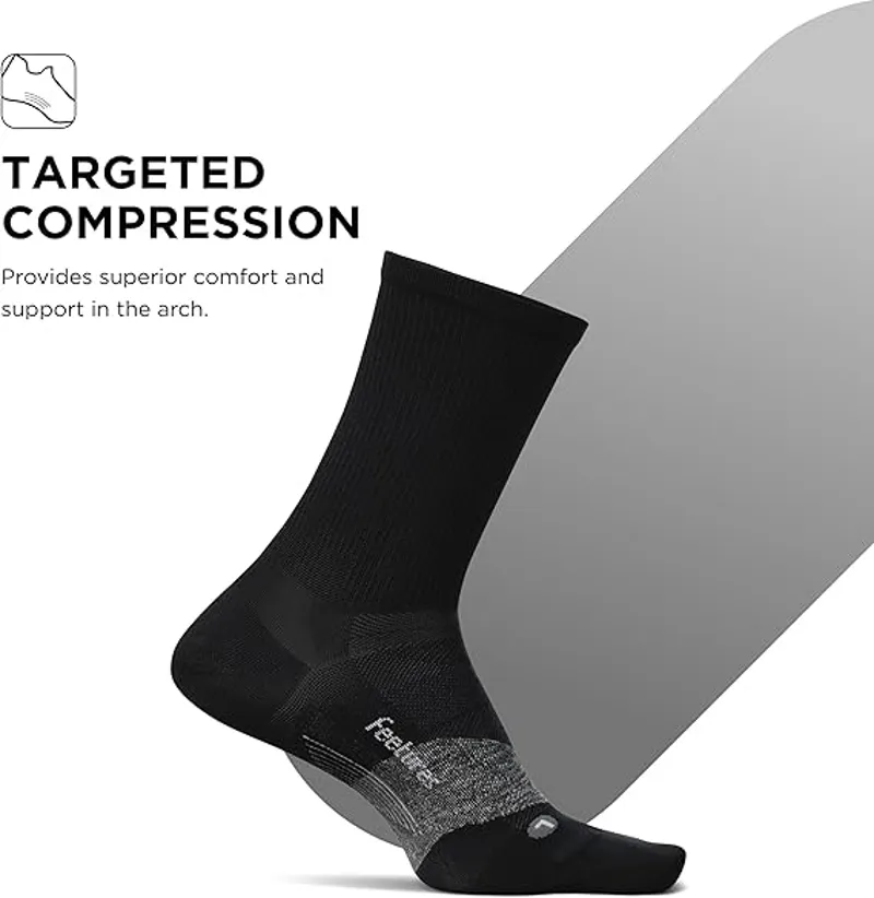 Feetures Elite Ultra Light Cushion Mini Crew Sock Black-3