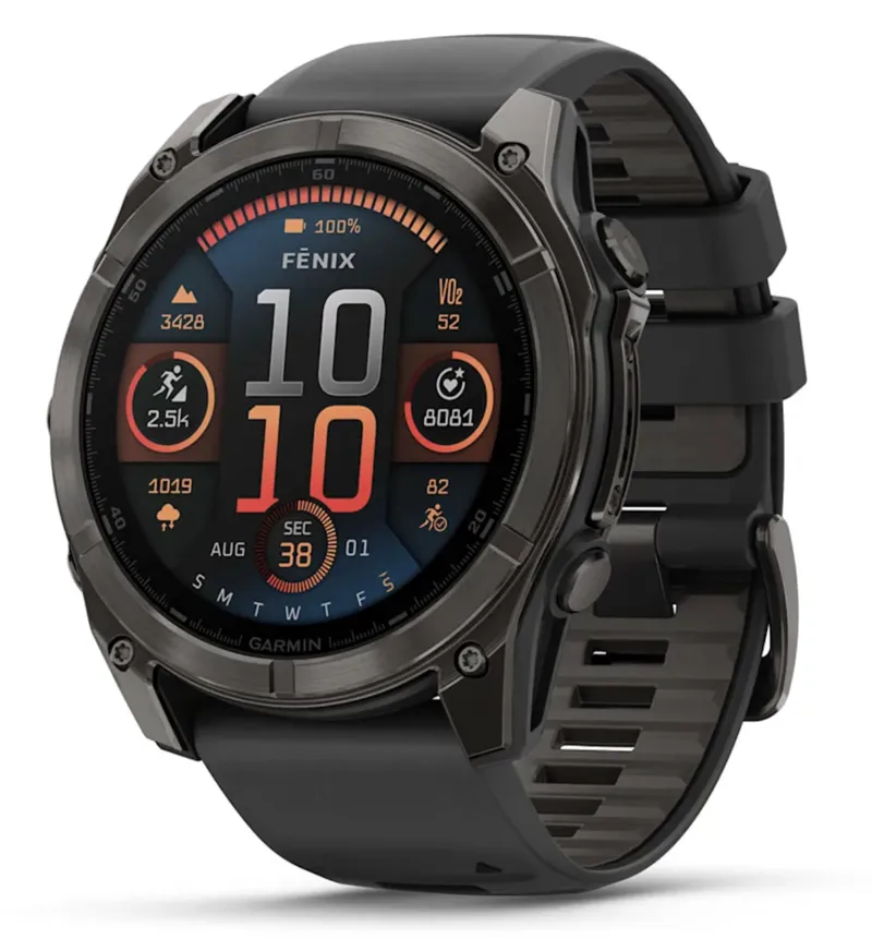 Garmin Fenix 8  51 mm AMOLED Sapphire Carbon grey DLC with Black/pebble grey silicone band-1