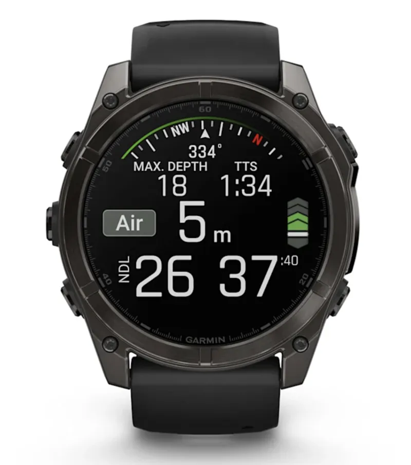 Garmin Fenix 8  51 mm AMOLED Sapphire Carbon grey DLC with Black/pebble grey silicone band