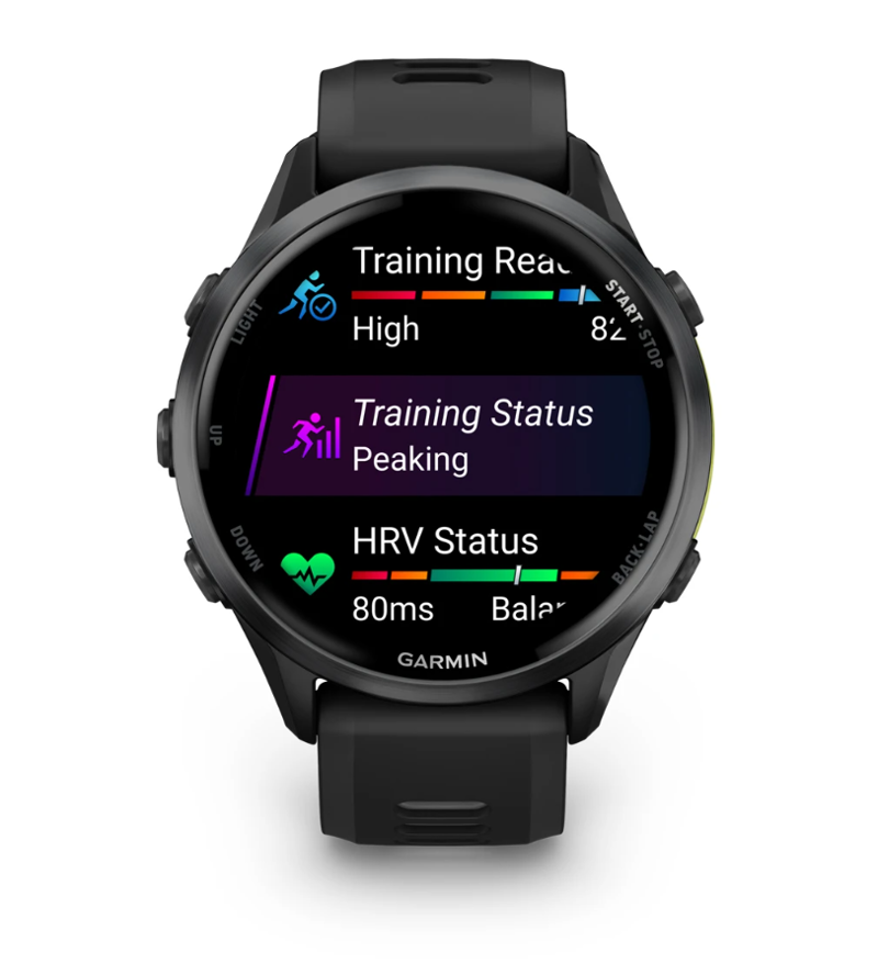 Garmin Forerunner 970 Carbon Grey DLC Titanium with Black Case and Black/Translucent Whitestone Band-5