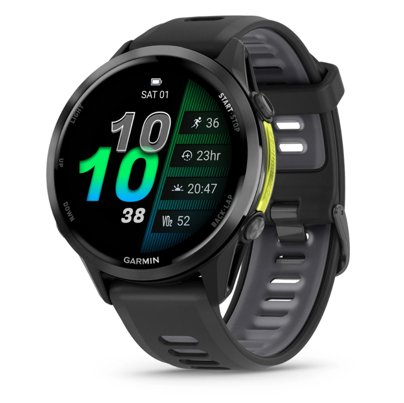 Garmin Forerunner 970 Carbon Grey DLC Titanium with Black Case and Black/Translucent Whitestone Band