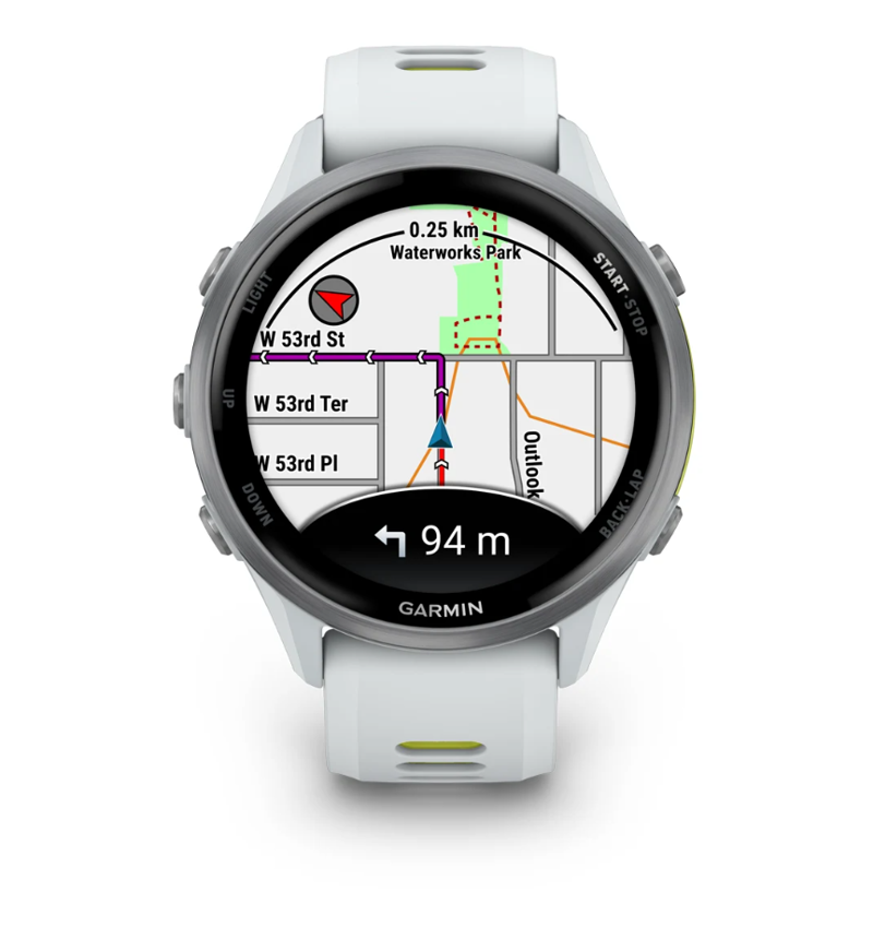 Garmin Forerunner 970 Titanium with Whitestone Case and Whitestone/Translucent Amp Yellow Band
