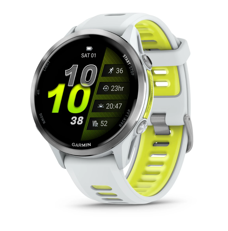 Garmin Forerunner 970 Titanium with Whitestone Case and Whitestone/Translucent Amp Yellow Band-4