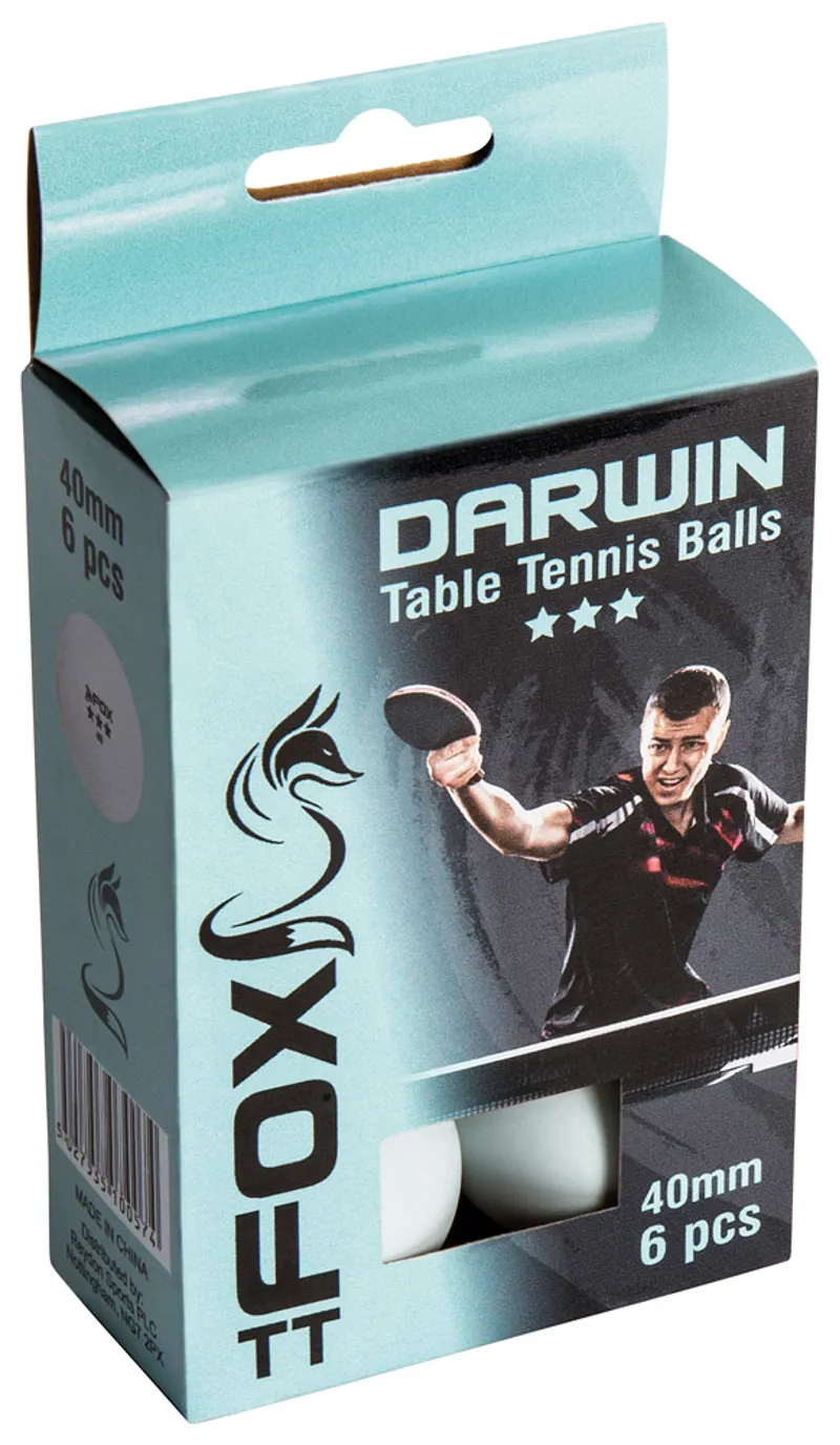 Fox Tt Darwin 3 Star Table Tennis Balls Pack of 6