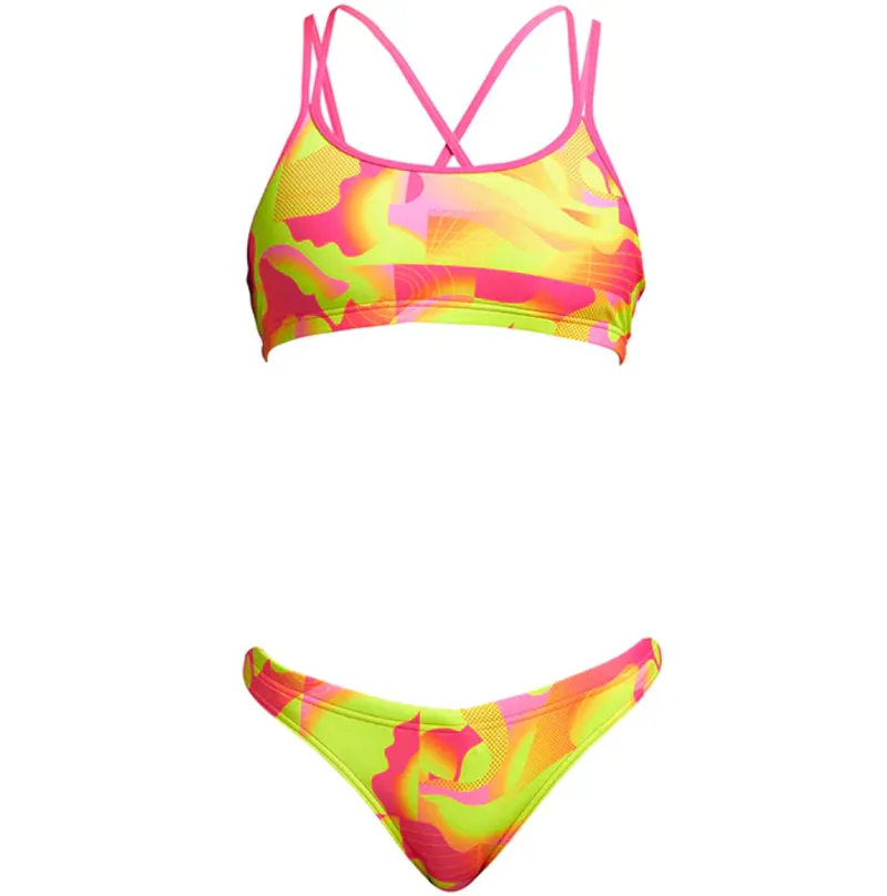 Funkita Girls Criss Cross Two Piece Pinged Pink