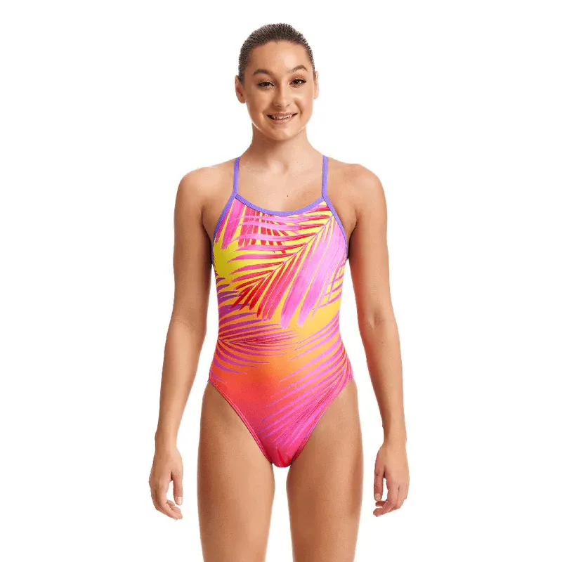 Funkita Girls Single Strap One Piece Swimsuit - Beach Sunset