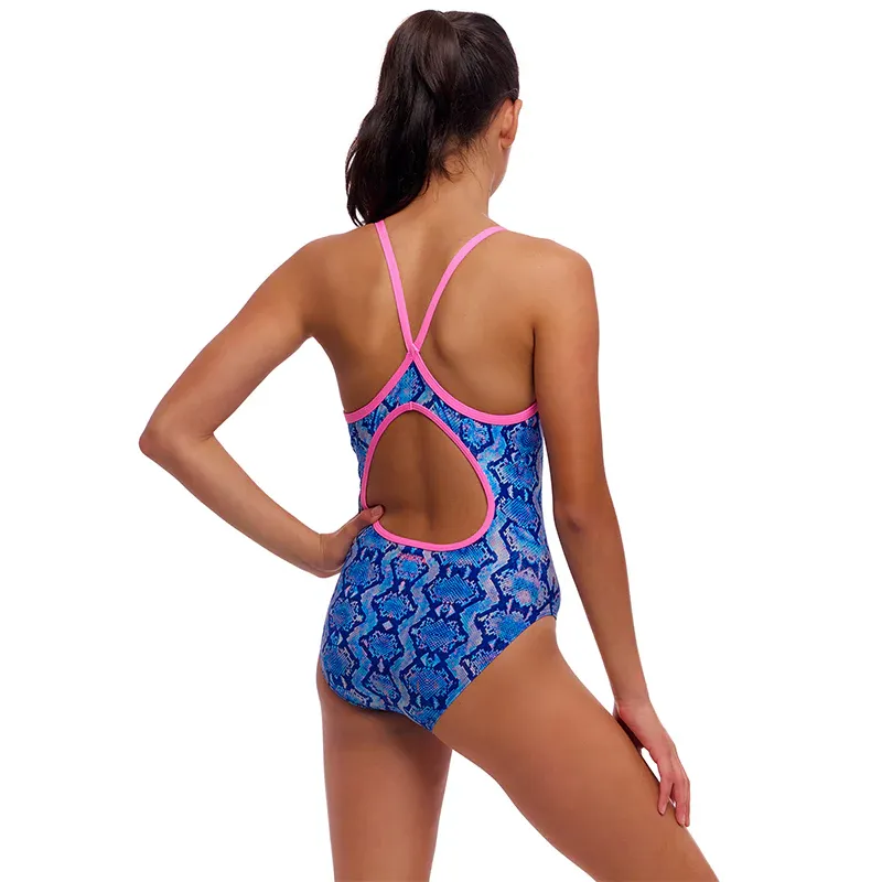 Funkita Girls Diamond Back One Piece Swimsuit Blue Viper-4
