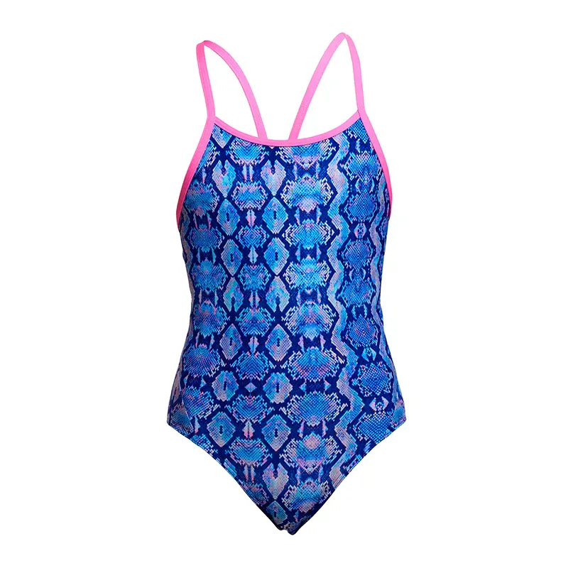 Funkita Girls Diamond Back One Piece Swimsuit Blue Viper
