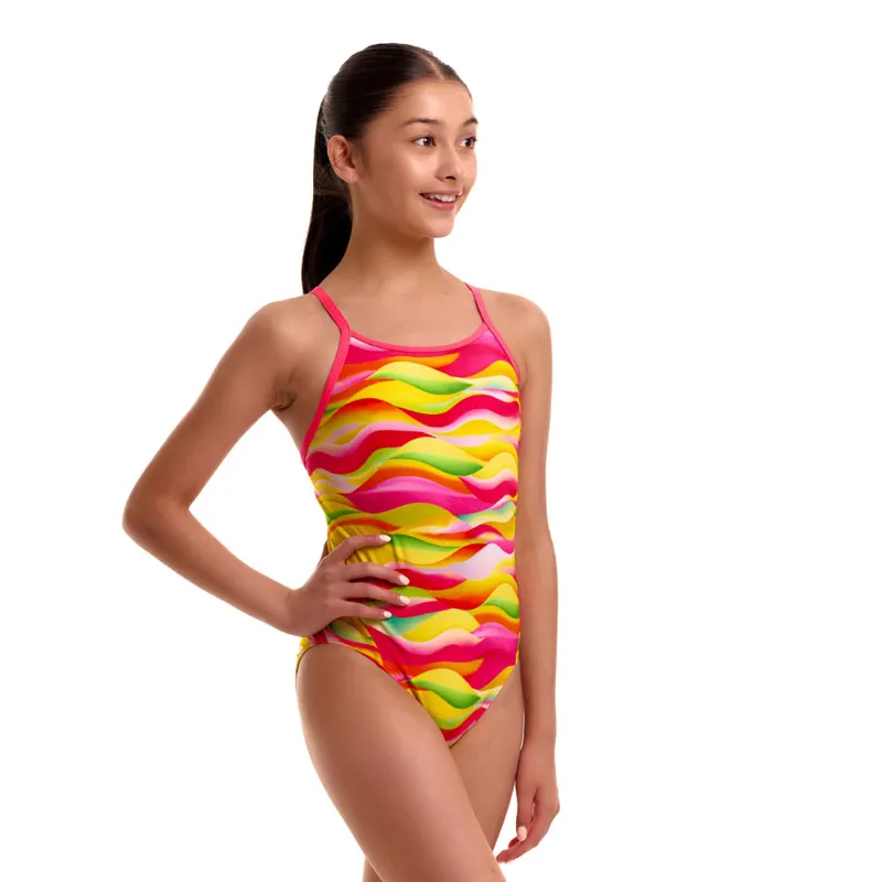 Funkita Girl's Diamond Back One Piece Swimsuit Custard Cakes-3