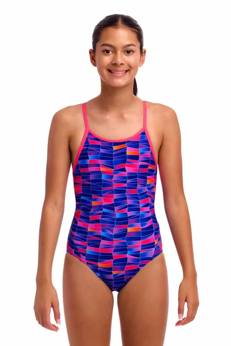 Funkita Girl's Diamond Back One Piece Warped Waves-1