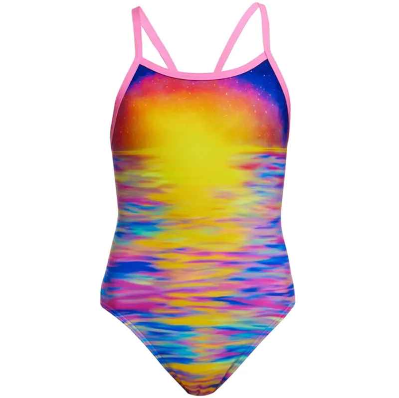 Funkita Girls Single Strap One Piece Swimsuit Darkinjung Sunset