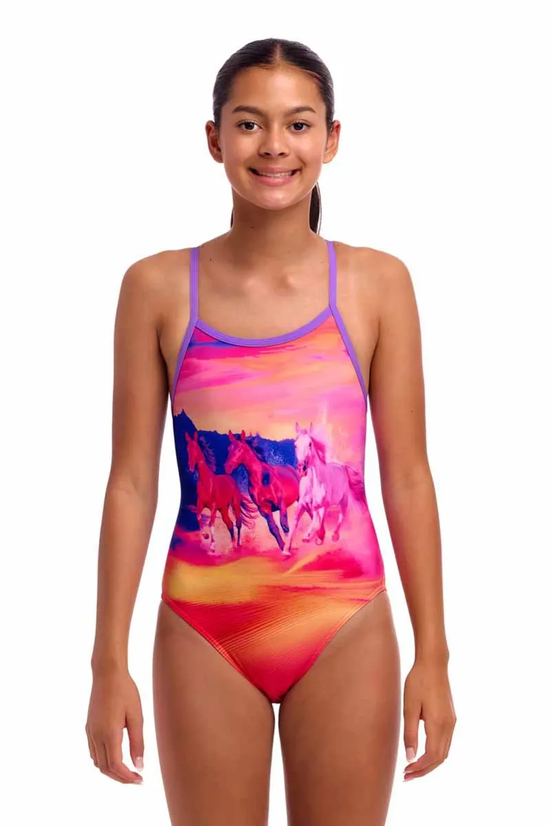 Funkita Girl's Single Strap One Piece Swimsuit Go Riding-1