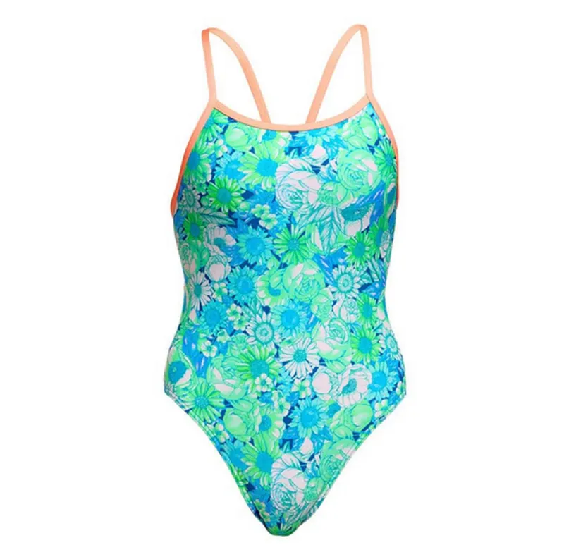 Funkita Girls Single Strap One Piece Swimsuit Green Green Grass