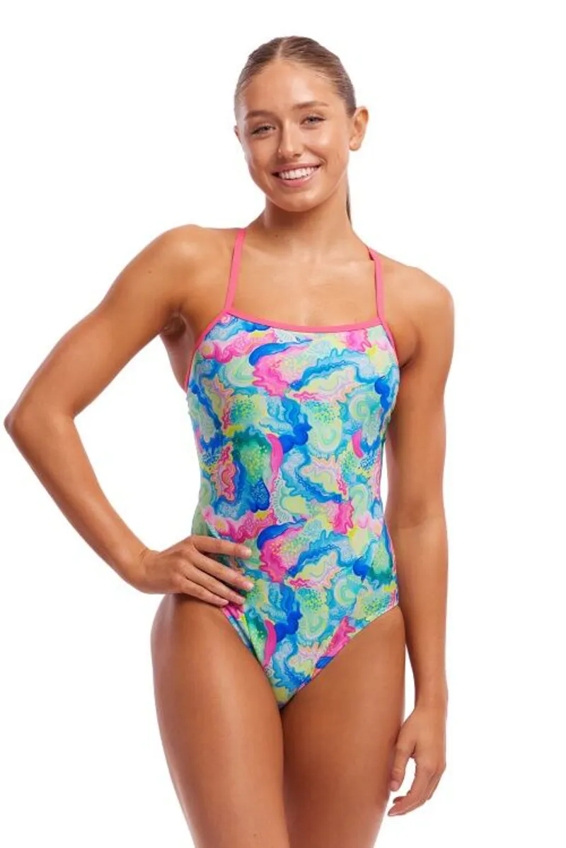 Funkita Girls Single Strap One Piece Swimsuit Olive Oily-1