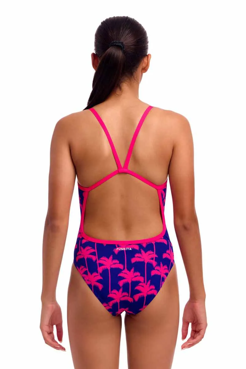 Funkita Girl's Single Strap One Piece Swimsuit Pinky Palms-2
