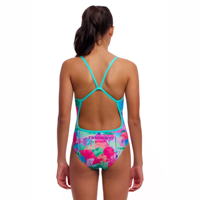 Funkita Girls Single Strap One Piece Swimsuit Snap That Mint Green/Pink-2