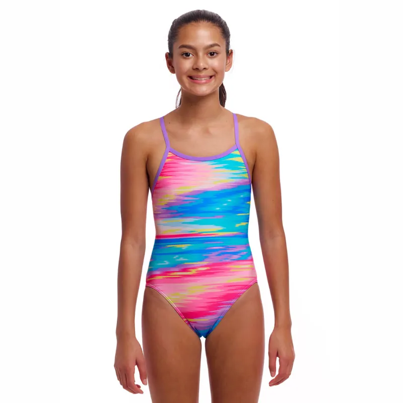 Funkita Girls Single Strap One Piece Swimsuit Tropic Wash-1
