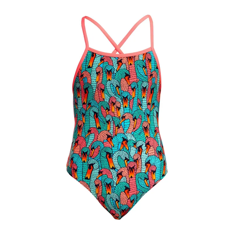Funkita Girl's Strapped In One Piece Swan See Swan