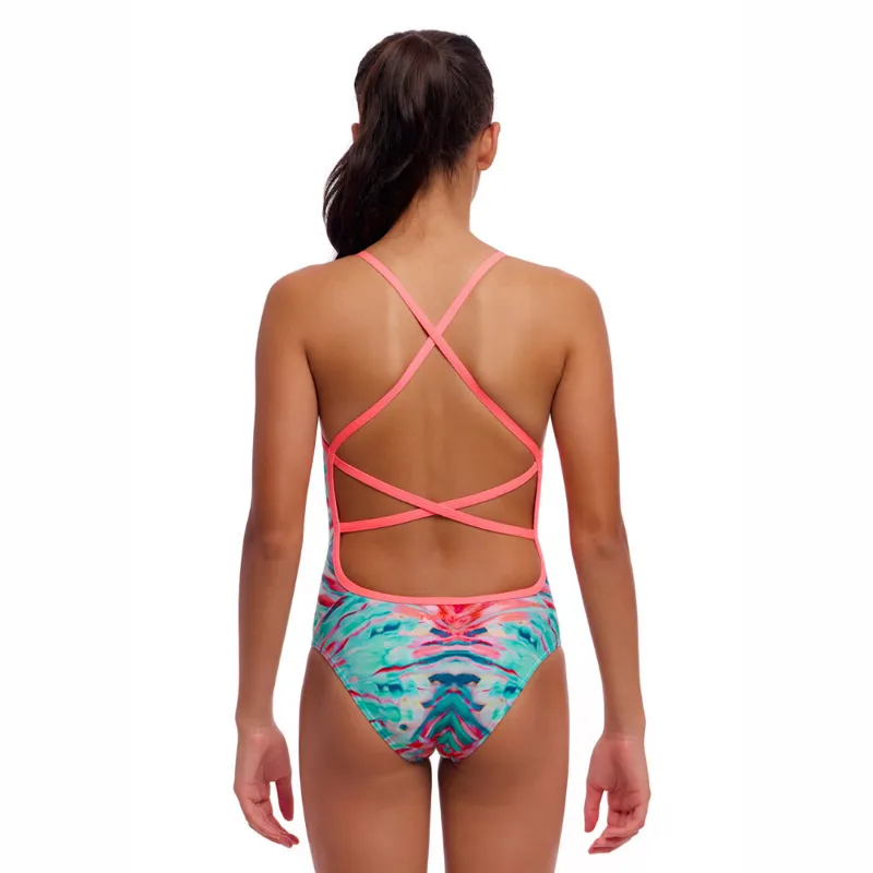 Funkita Girls Strapped In One Piece Swimsuit Ripple Reflect-2