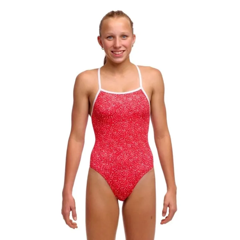 Funkita Girls Tie Me Tight One Piece Swimsuit Hot Coals-1