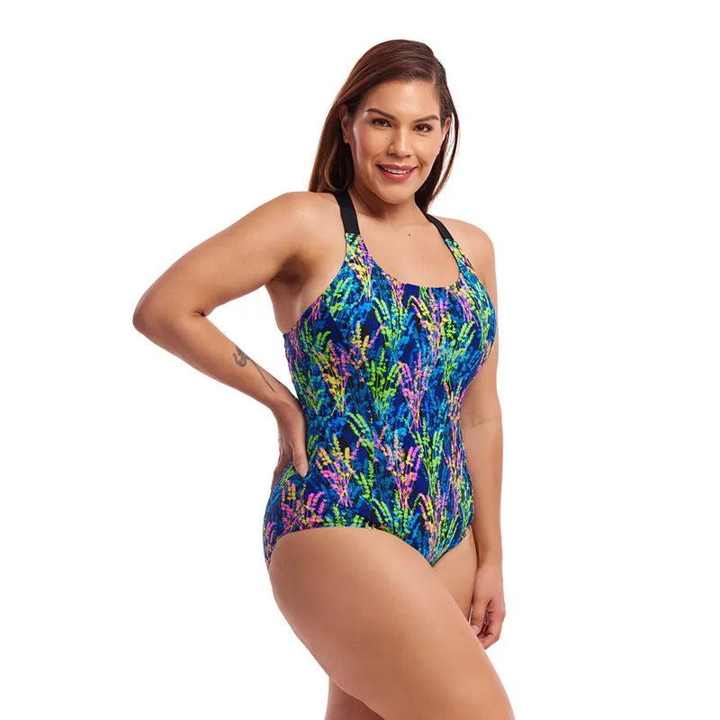 Funkita Ladies Brace Me Back One Piece Swimsuit Midnight Meadow-2