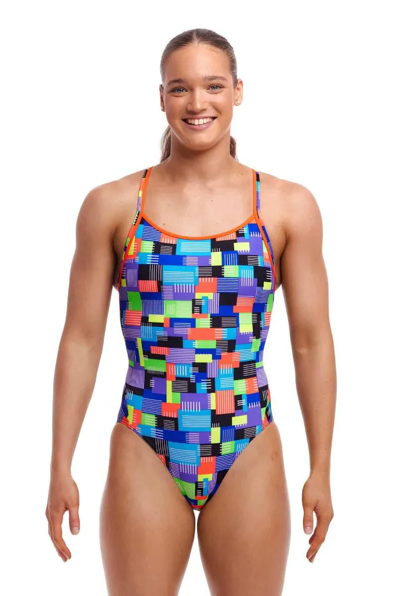 Funkita Ladies Diamond Back One Piece Swimsuit Chip Set-1