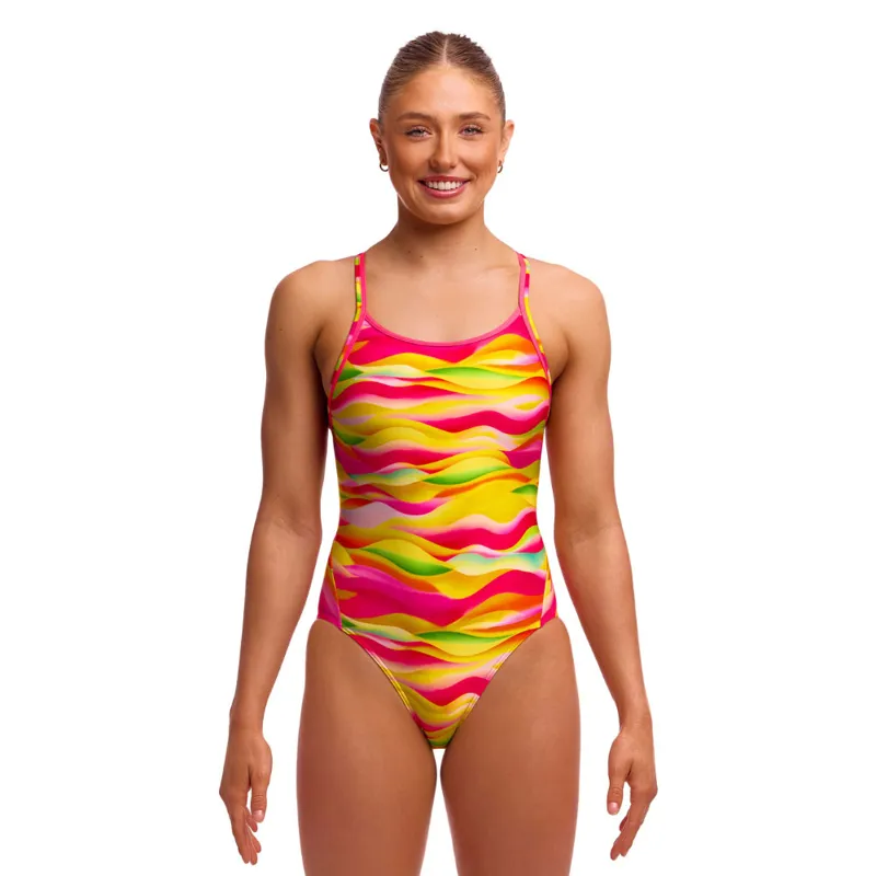 Funkita Ladies Diamond Back One Piece Swimsuit Custard Cakes-1