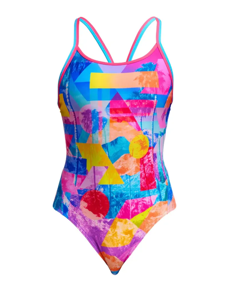 Funkita Ladies Diamond Back One Piece Swimsuit Pixel Paradise
