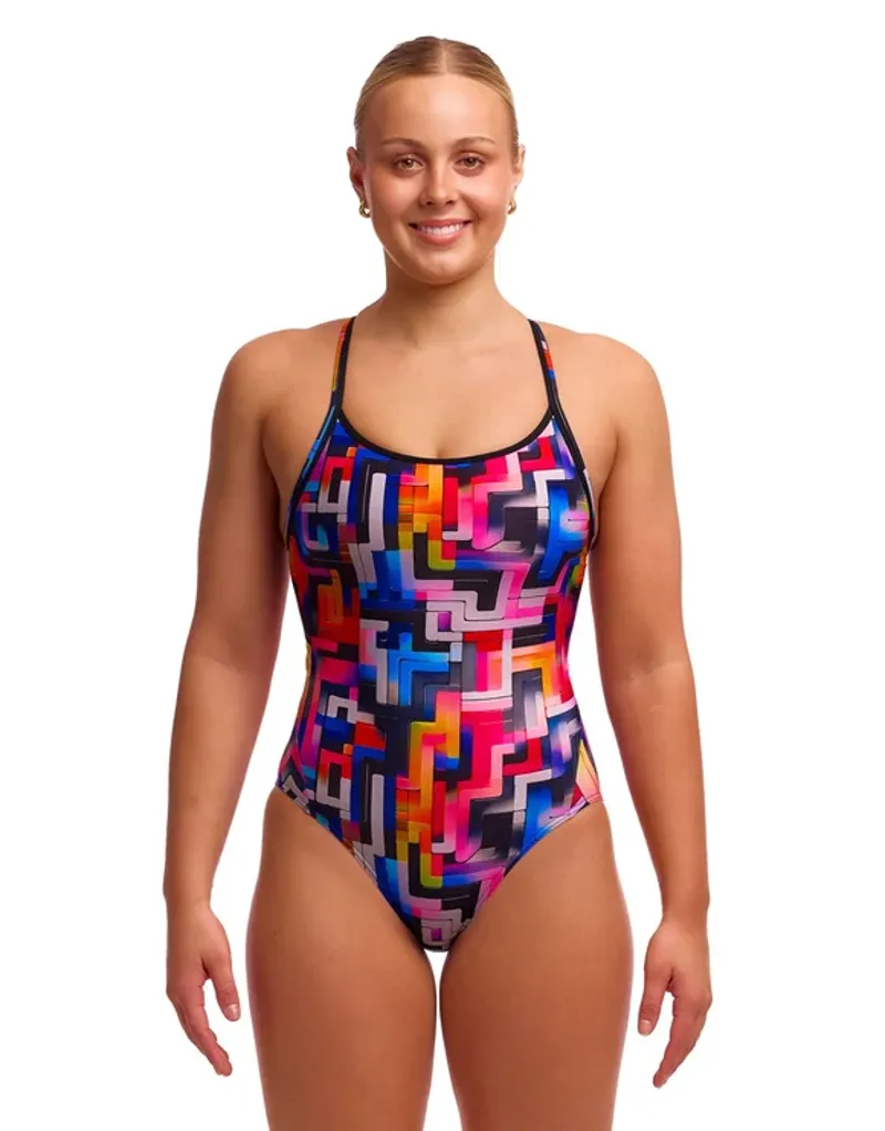 Funkita Ladies Diamond Back One Piece Swimsuit Putty Rules-1