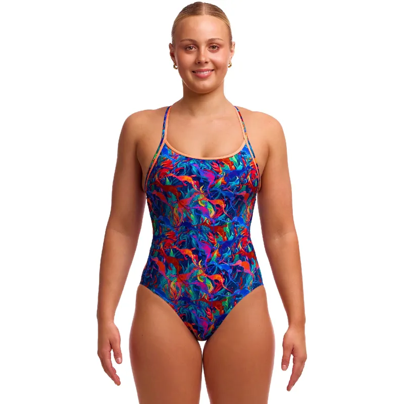 Funkita Ladies Diamond Back One Piece Swimsuit Weedy One-1