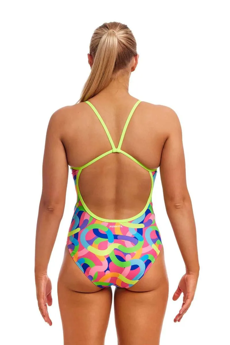 Funkita Ladies Single Strap One Piece Swimsuit Curly Wurly-2