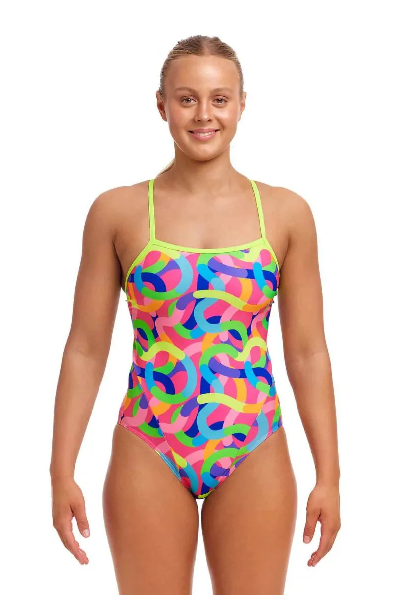Funkita Ladies Single Strap One Piece Swimsuit Curly Wurly-1