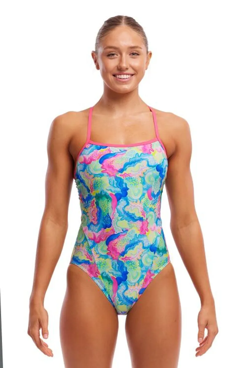 Funkita Ladies Single Strap One Piece Swimsuit Olive Oily-1