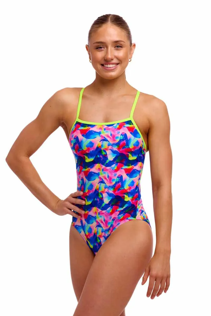 Funkita Ladies Single Strap One Piece Swimsuit Wet Wave-3