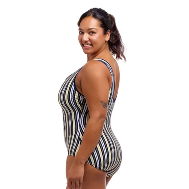 Funkita Ladies Zip Front One Piece Admiralty Stripe-2