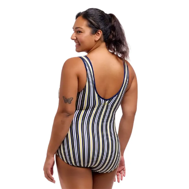 Funkita Ladies Zip Front One Piece Admiralty Stripe-1
