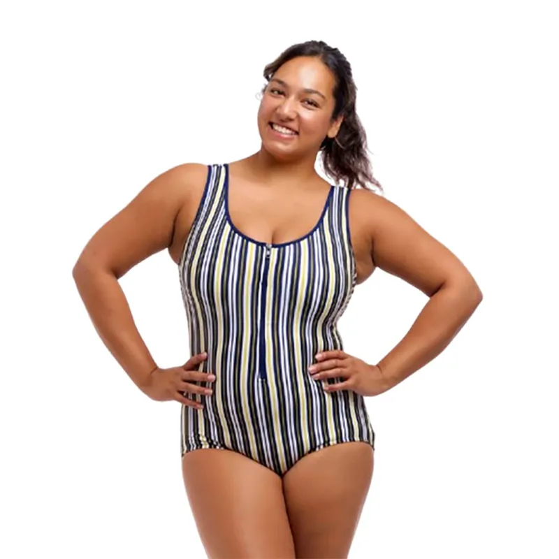 Funkita Ladies Zip Front One Piece Admiralty Stripe