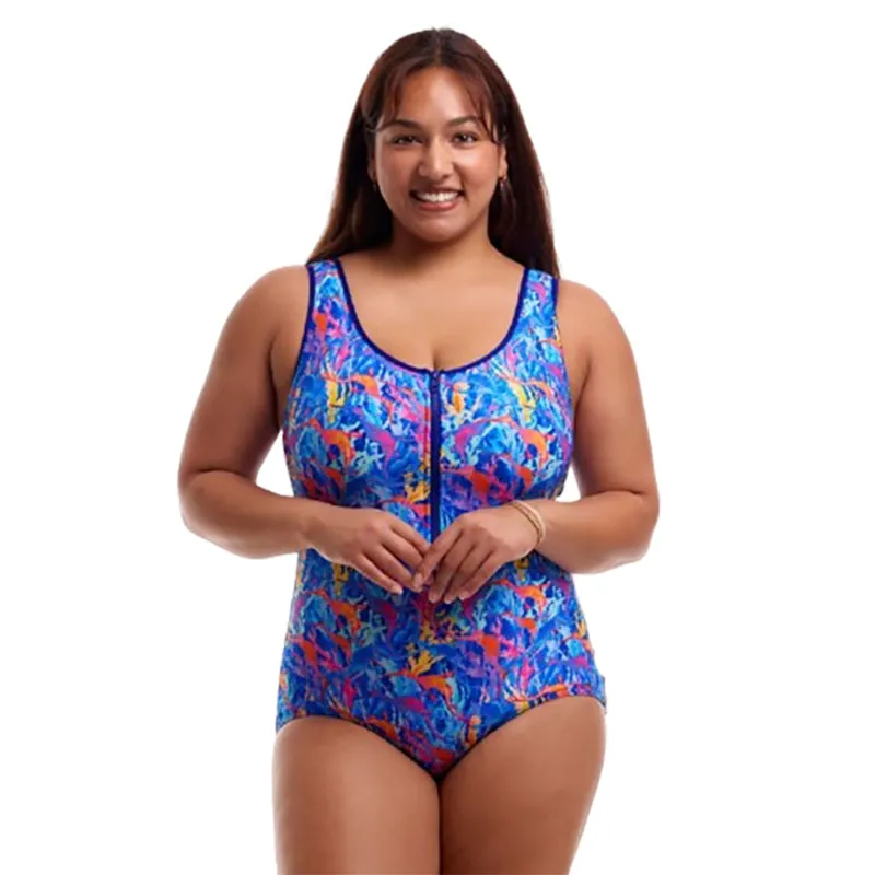 Funkita Ladies Zip Front One Piece Dragons Den