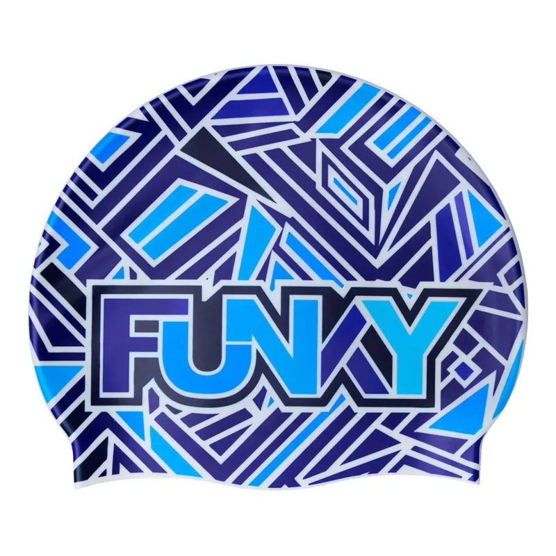Funky Silicone Swimming Cap Blue Bits