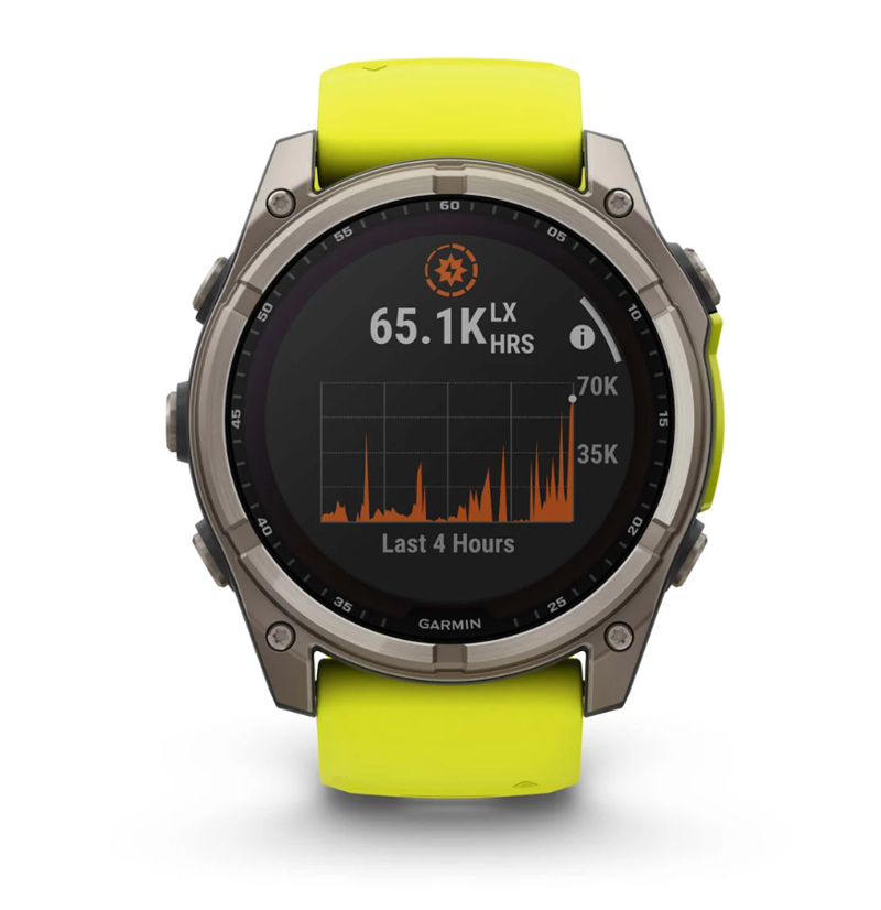 Garmin Fenix 8 51mm Solar Sapphire Titanium with Amp Yellow/Graphite silicone band-1