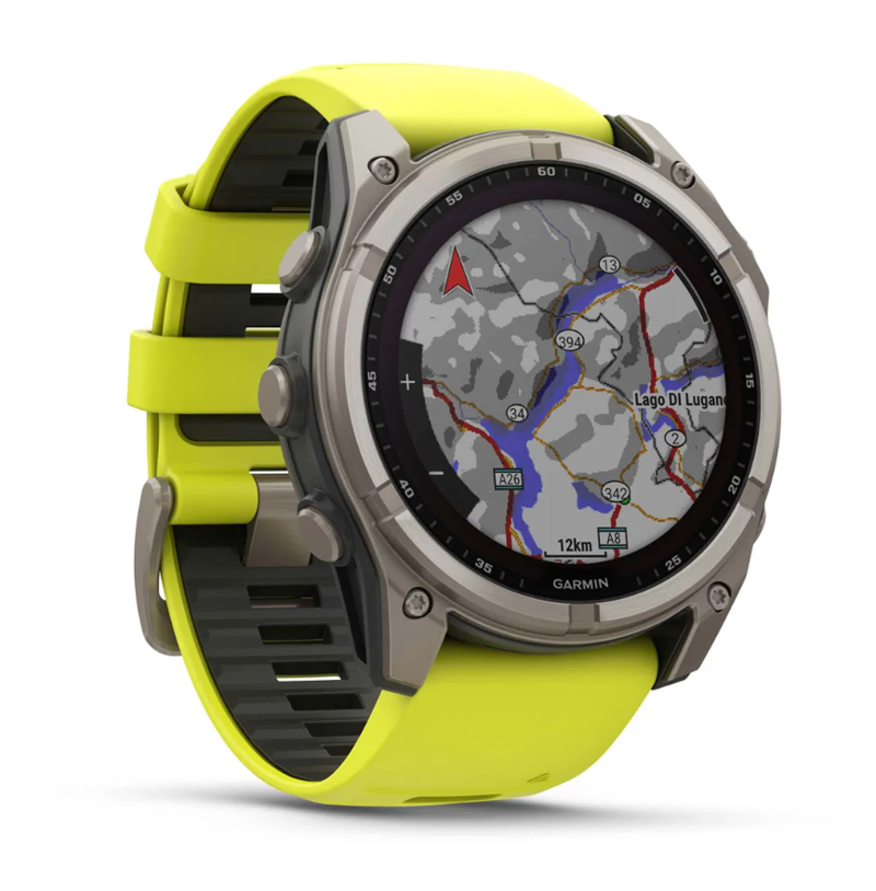 Garmin Fenix 8 51mm Solar Sapphire Titanium with Amp Yellow/Graphite silicone band-2