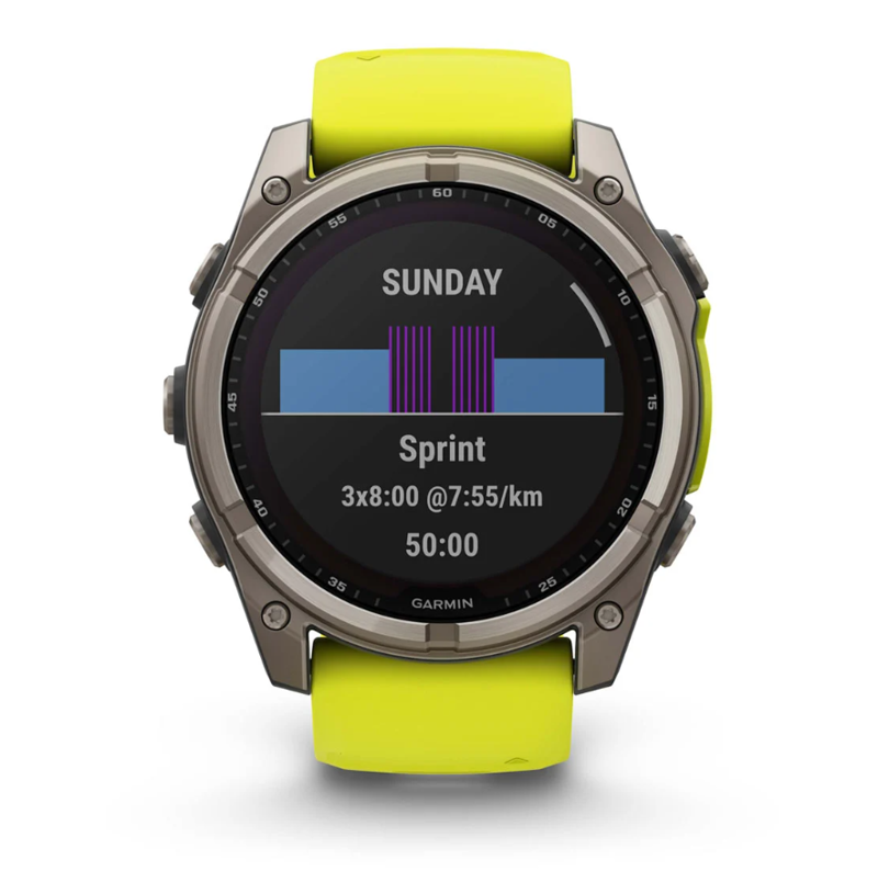 Garmin Fenix 8 51mm Solar Sapphire Titanium with Amp Yellow/Graphite silicone band-3