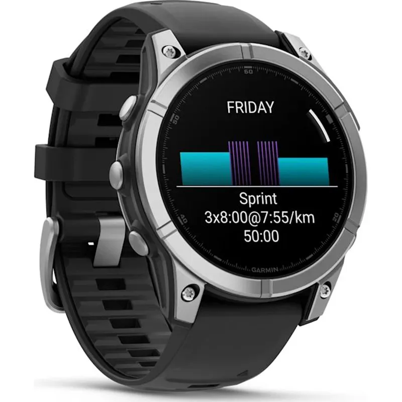 Garmin Fenix E 47mm AMOLED Stainless Steel with Black Silicone Band-3