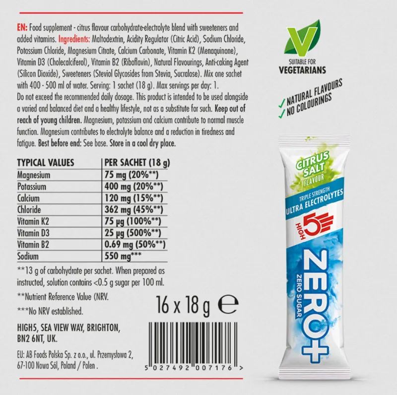 High 5 Zero+ Ultra Electrolytes Citrus Salt 18g-6