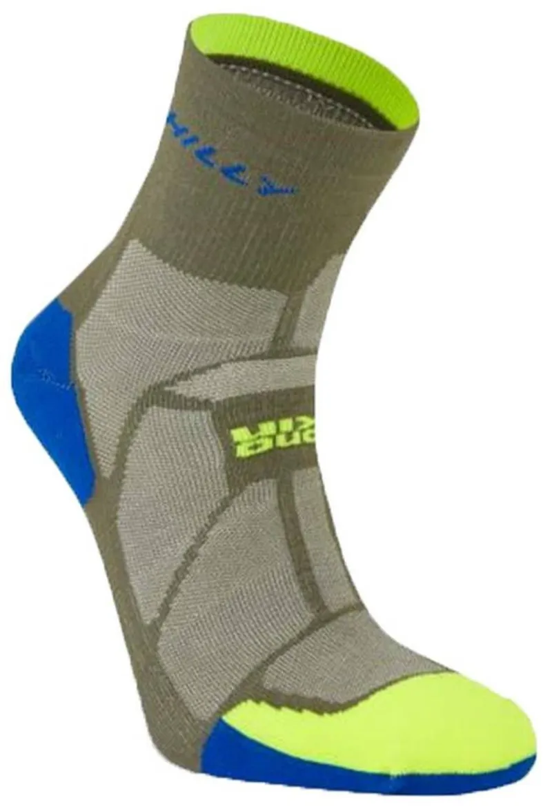 Hilly Marathon Fresh Anklet Socks Olive/Fluo Yellow